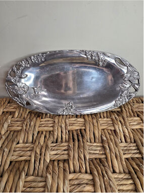 Lenox Hummingbird Aluminum Oval Serving Tray Platter Floral 15 X 7.5" Decorative